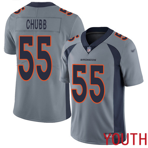 Youth Denver Broncos #55 Bradley Chubb Limited Silver Inverted Legend Football NFL Jersey